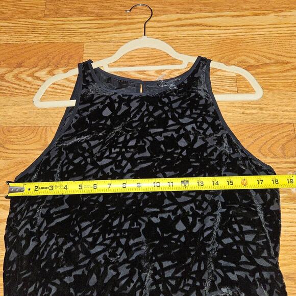 Eileen Fisher BLACK Velvet Vines Burnout Ballet Neck A-line Dress - Picture 5 of 9